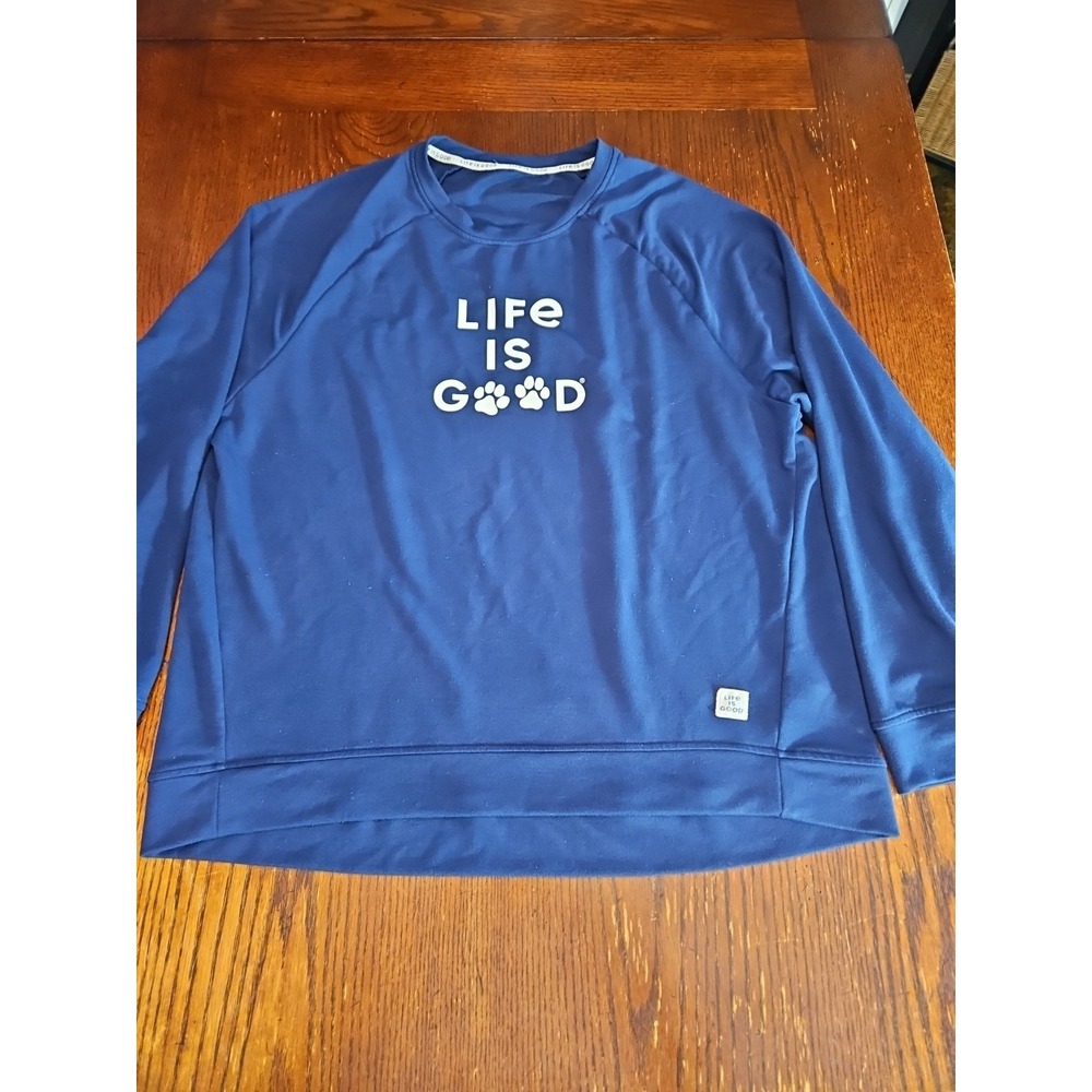 Life is Good Paw Print Womens Lg Spell Out‎ Crusher Long Sleeve (A368)